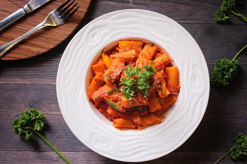 Penne alla vodka with creamy tomato sauce